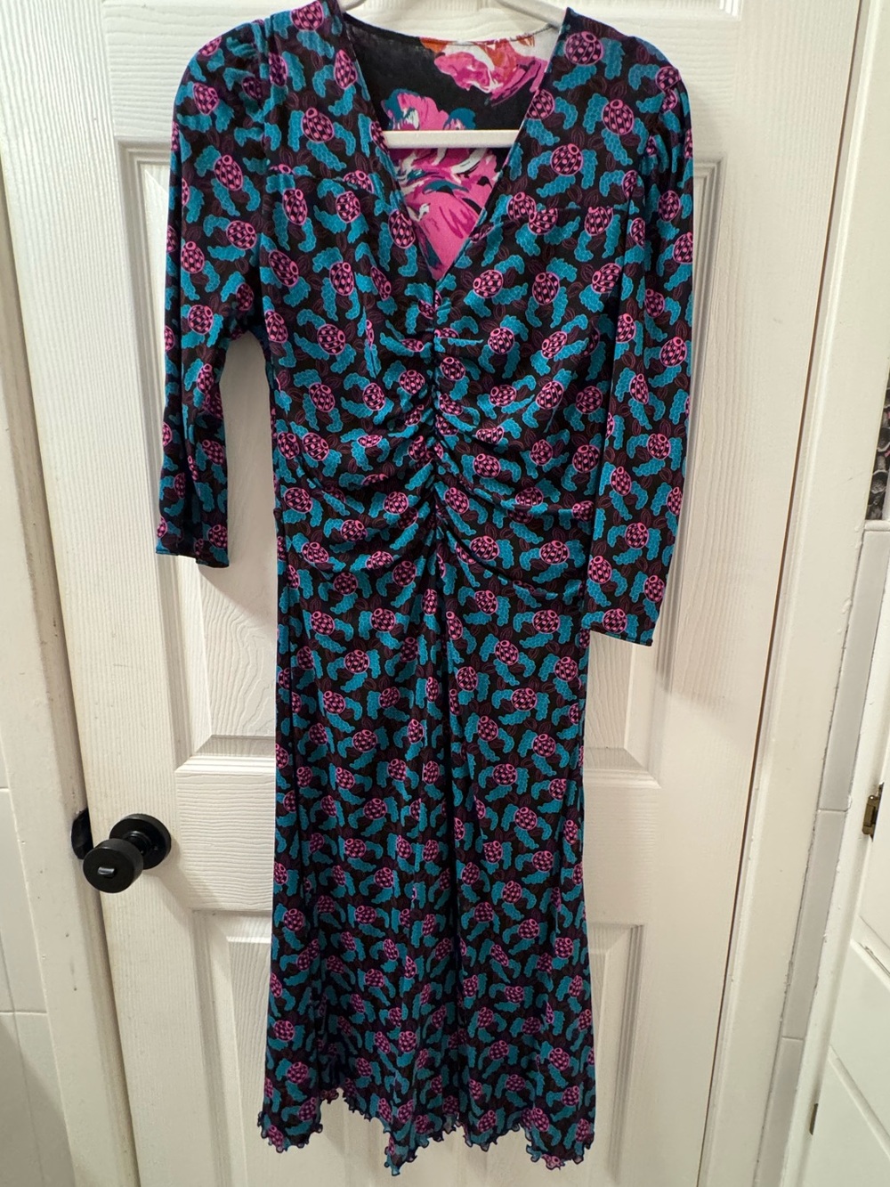 Diane Von Furstenberg reversible Ivan Printed Midi Dress Size Medium